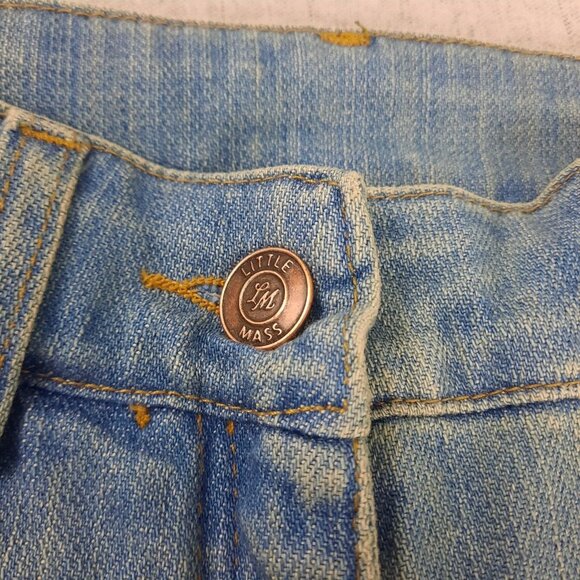 Little Mass Girls Outfit 4 White Graphic Top & Blue Patchwork Flare Jeans Y2K - Picture 9 of 16